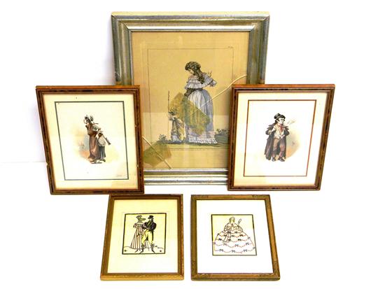 Five prints including two Dickens 10f349