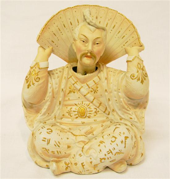 Japanese porcelain nodder with man holding