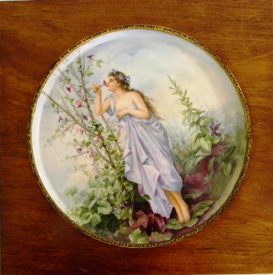 Porcelain round plaque depicting