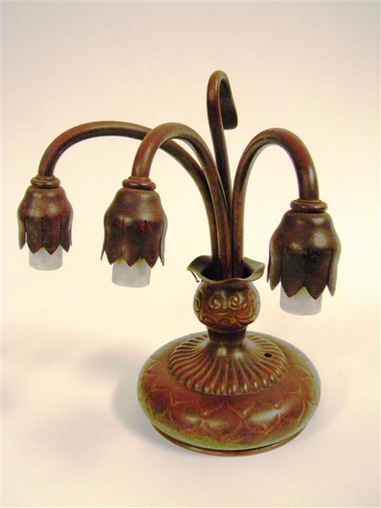 Tiffany Studios bronze three-light