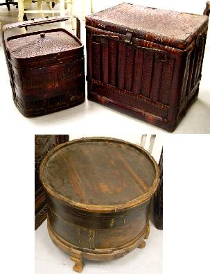 Chinese basket form hinged lid chest