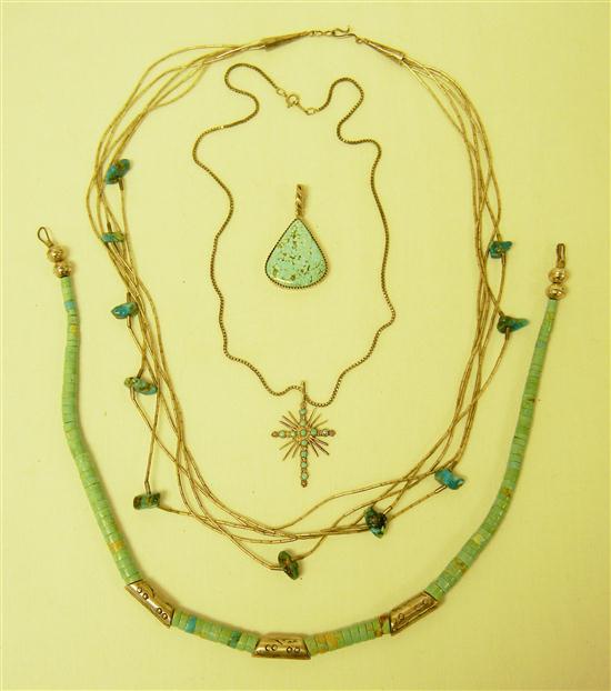 JEWELRY: hand-wrought silver and turquoise