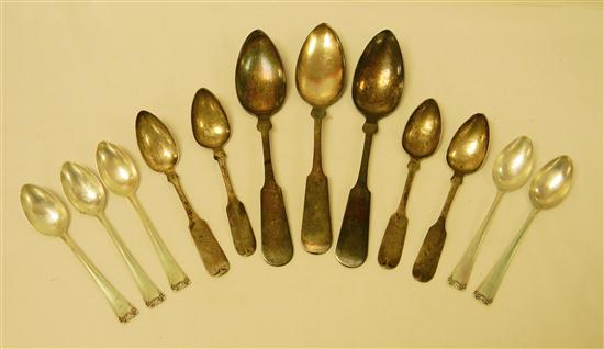 Miscellaneous coin and '800' spoons