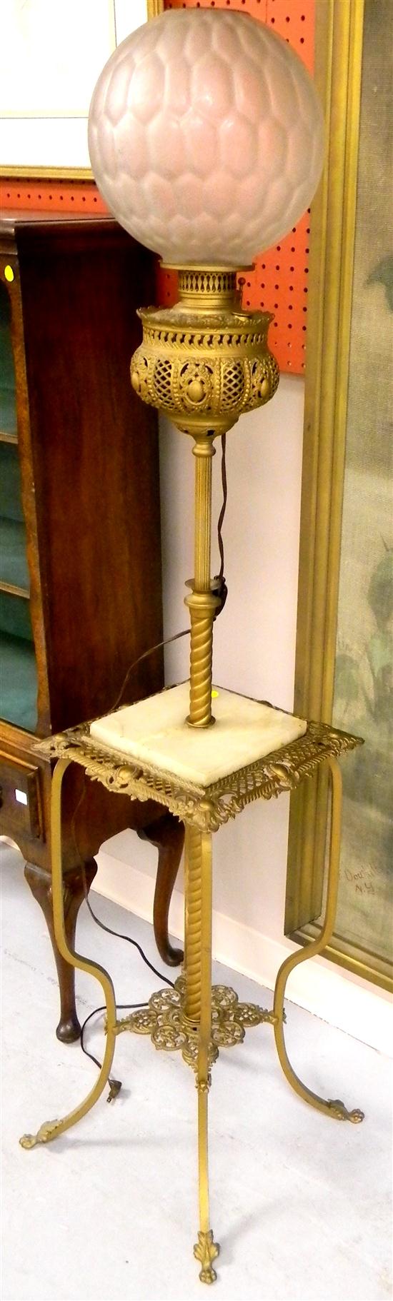 Electrified banquet lamp on brass