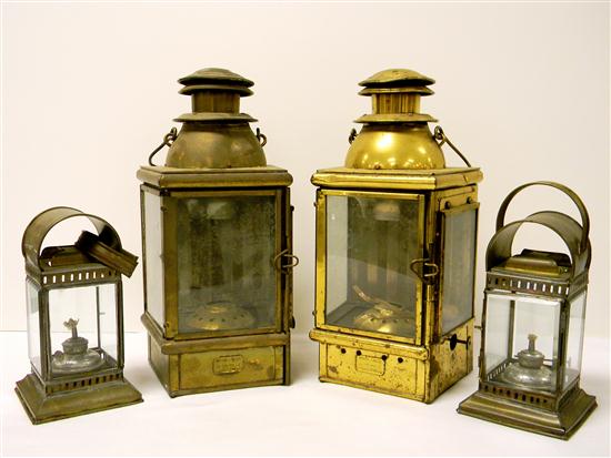 Two large brass Ouvard & Villars lanterns