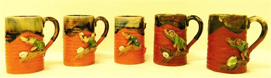 Five Japanese Sumidagawa mugs with