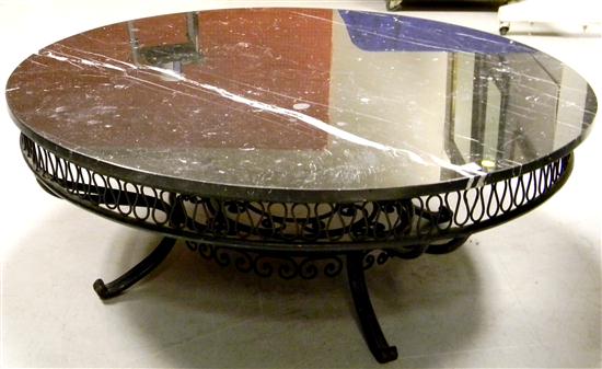 Round black marble top coffee table