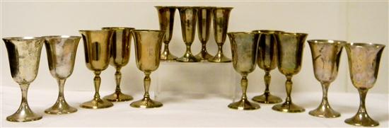 STERLING: Six MHF goblets  7 1/8''