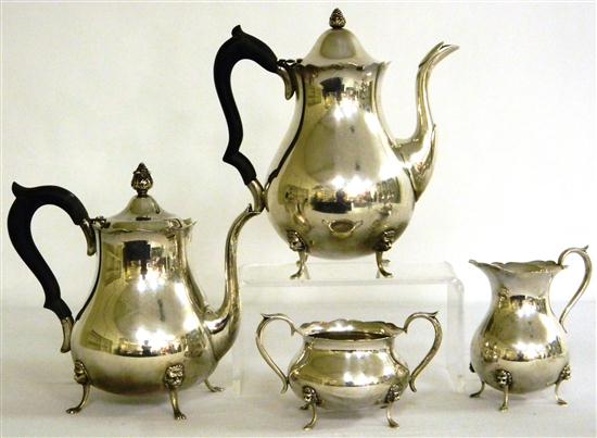 Sterling tea set including: coffee pot