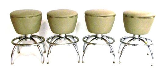 Four gray vinyl stools  unmarked