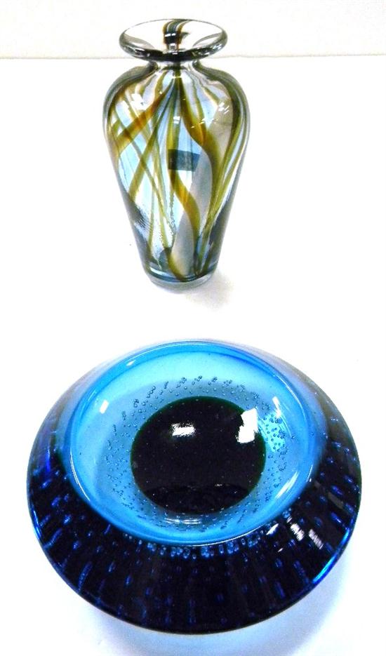 Two pieces Contemporary blown glass: