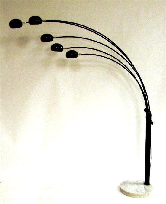 Standing floor multi-arm arc lamp with