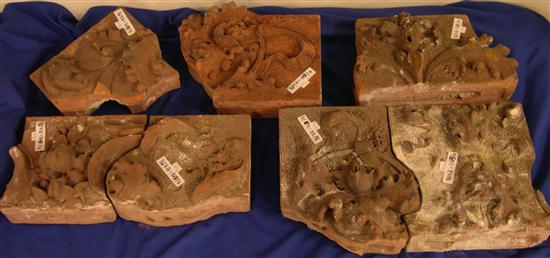 Seven pieces of terracotta with