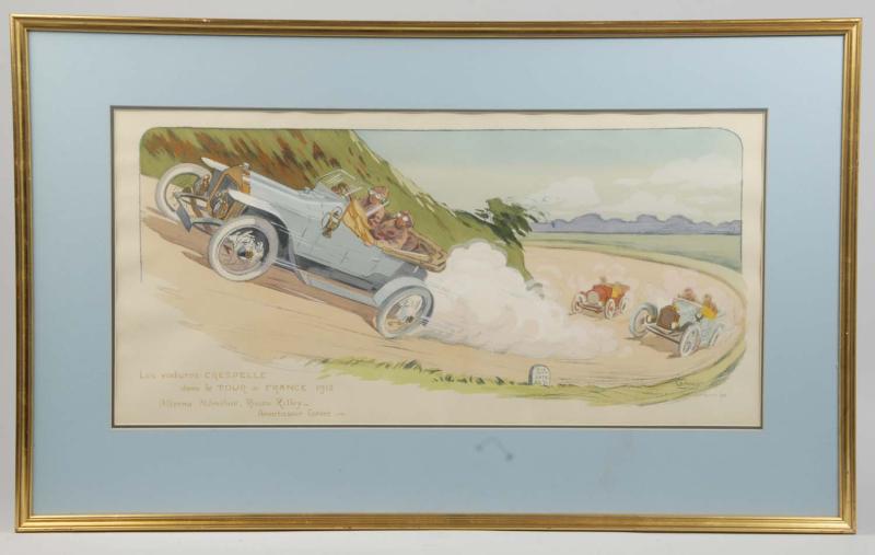 Framed French Gamy Race Car Scene 112c2c