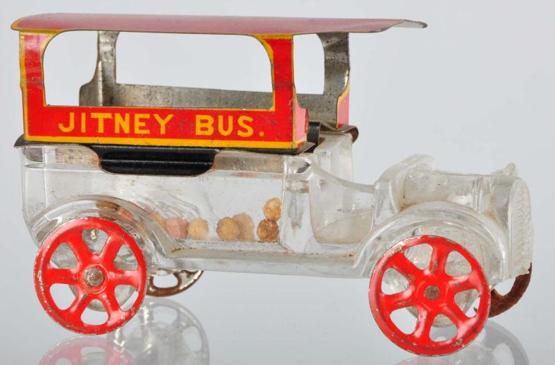 Glass Jitney Bus Candy Container  112c3b