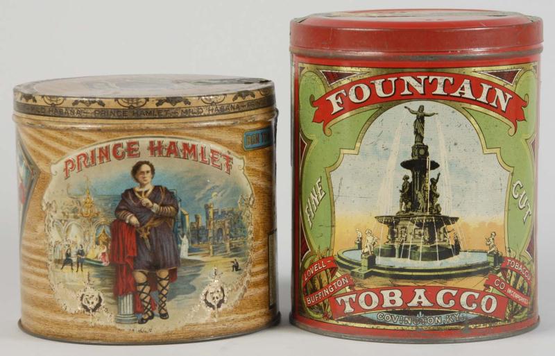 Lot of 2: Round Tobacco Tins. 
Description