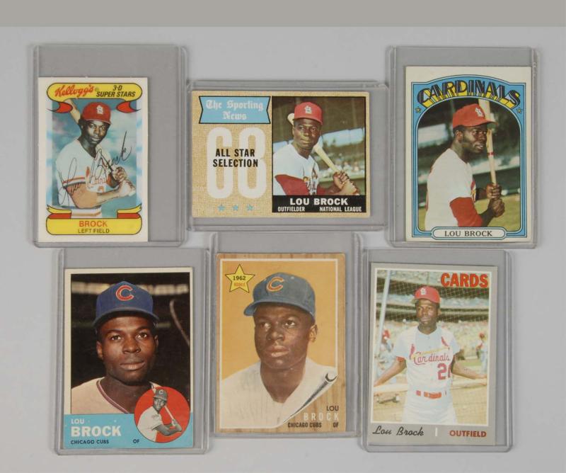 Lot of 6 Lou Brock Baseball Cards  112c53