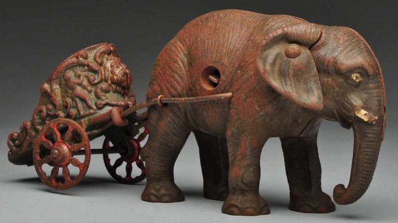 Cast Iron Hubley Chariot Elephant-Drawn