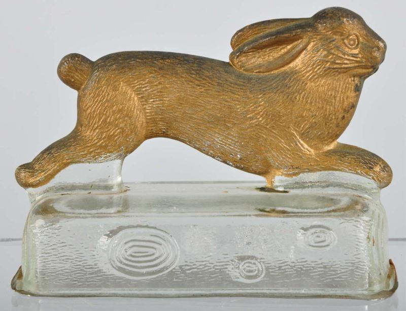 Glass Running Rabbit Candy Container  112ccb