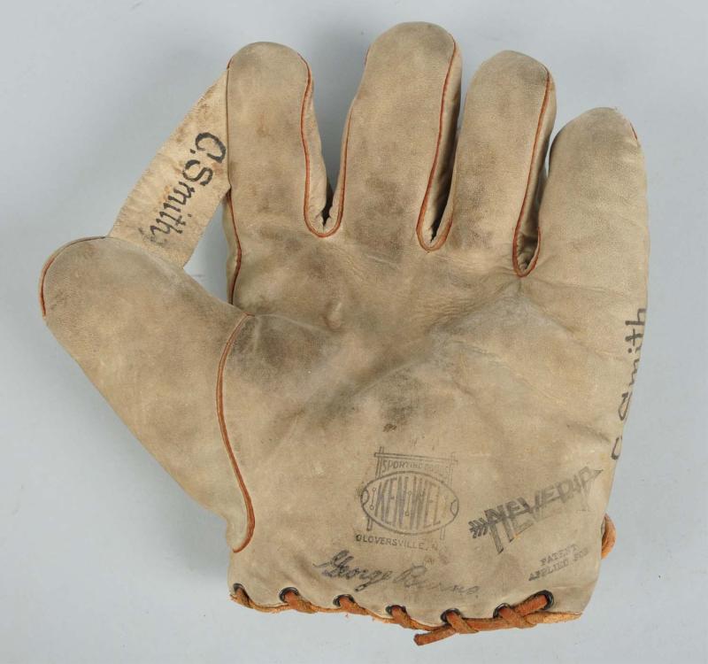 Early George Burns Baseball Glove. 
Description