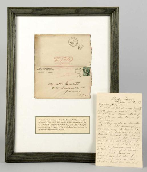 1889 Coca Cola Envelope with Letter  112d0a