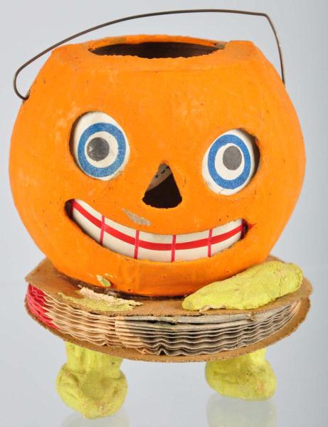 Unusual Paper Mache Halloween Jack O Lantern  112d2b