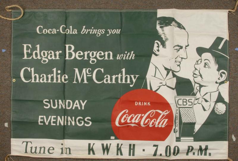 Linen Coca Cola Banner with Charlie 112dcb