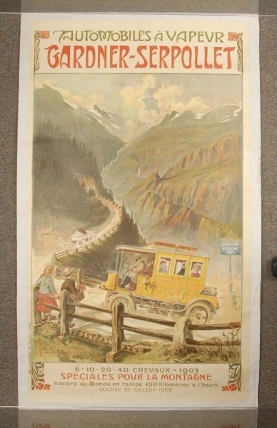 Early French Automobile Poster Mounted
