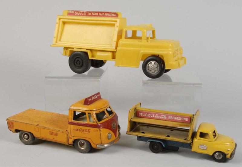 Lot of 3: Assorted Coca-Cola Toy Trucks.