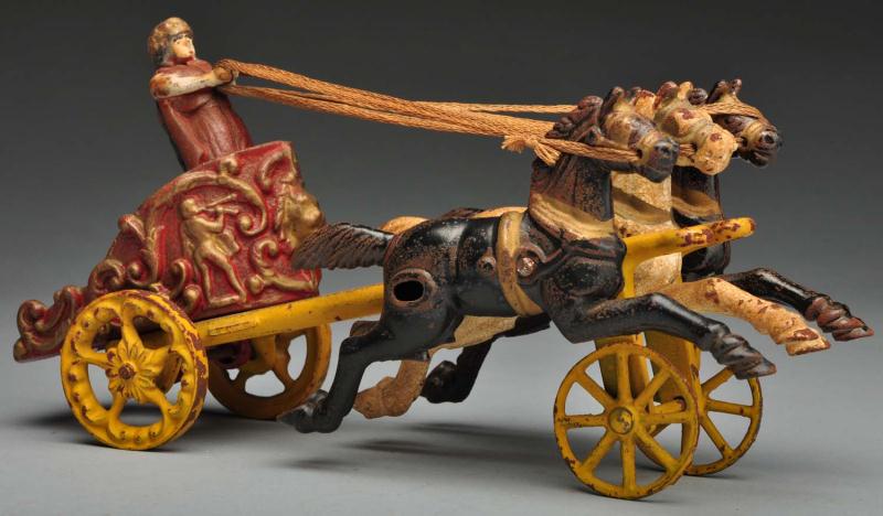 Cast Iron Hubley Chariot Horse Drawn 112e76