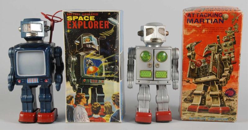 Lot of 2: Tin Robot Battery-Operated