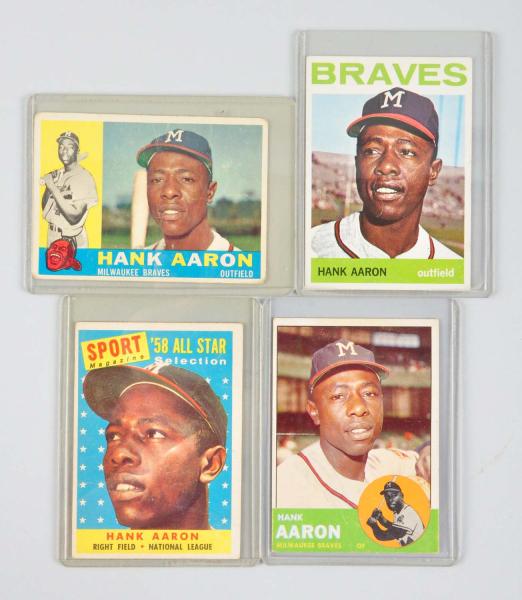 Lot of 4 Topps Hank Aaron Baseball 112e92