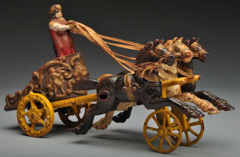 Cast Iron Hubley Chariot Horse-Drawn