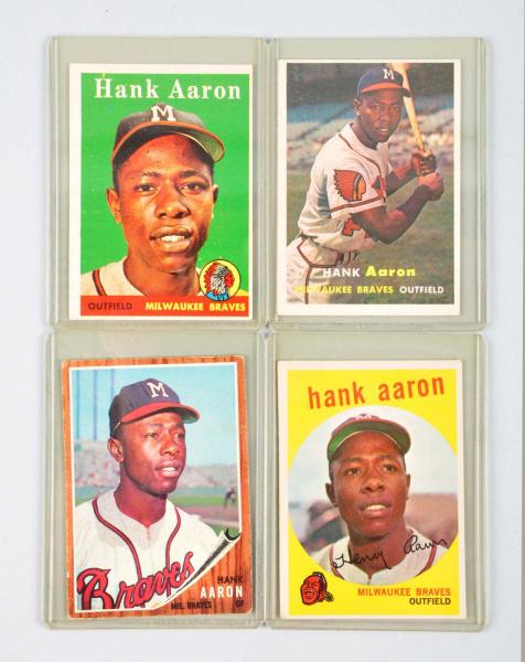 Lot of 4 Topps Hank Aaron Baseball 112ebf