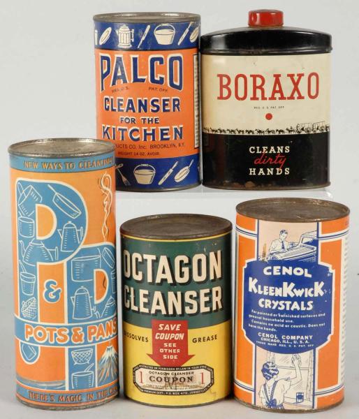 Lot of 5: Cleaning Product Tins. 
Description
