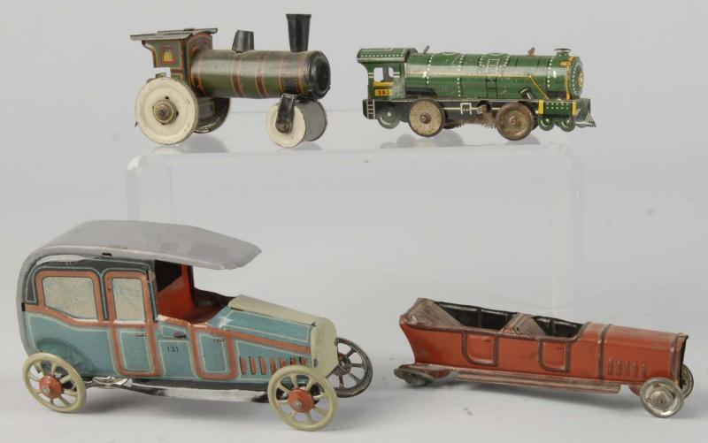 Lot of 4: Tin Litho Vehicle Penny Toys.