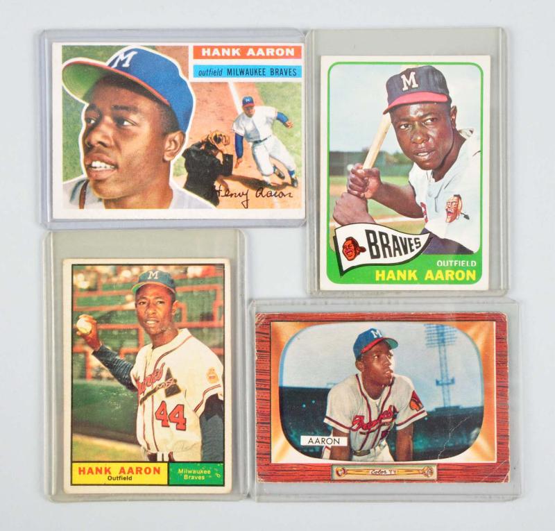 Lot of 4 Hank Aaron Baseball Cards  112f1a