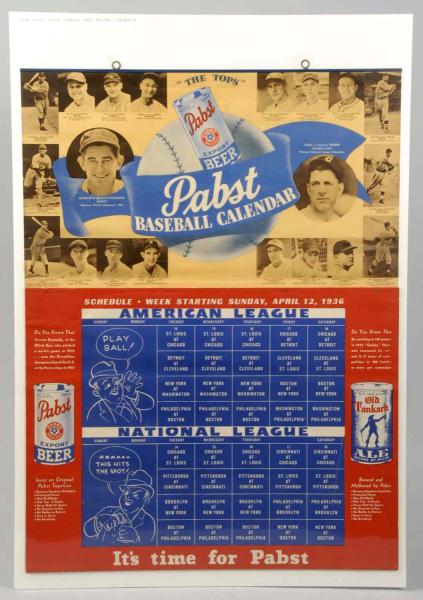 1936 Pabst Beer Baseball Calendar  112f38