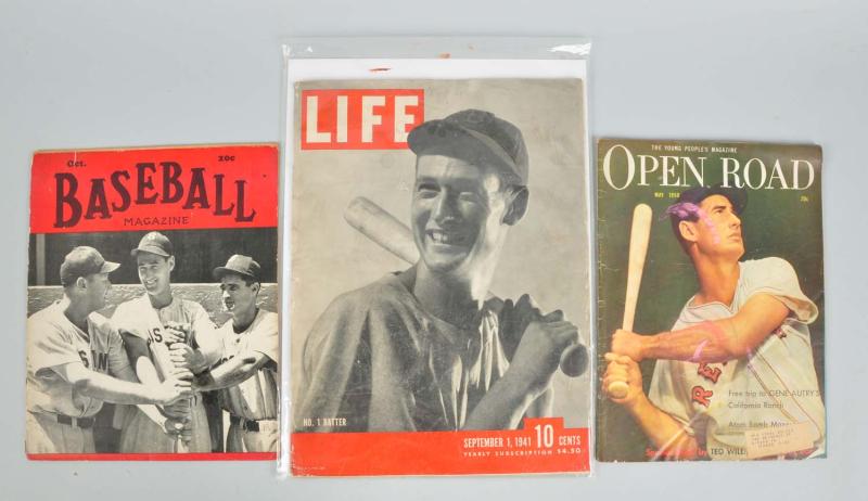 Lot of 3 Magazines with Ted Williams  112f42