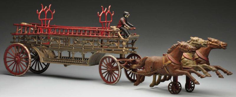 Cast Iron Dent Ladder Truck Horse Drawn 112fdf