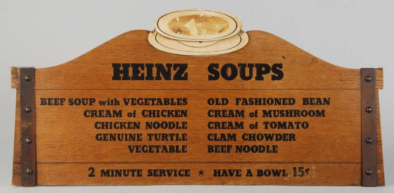 Wooden Heinz Soup Advertising Sign.