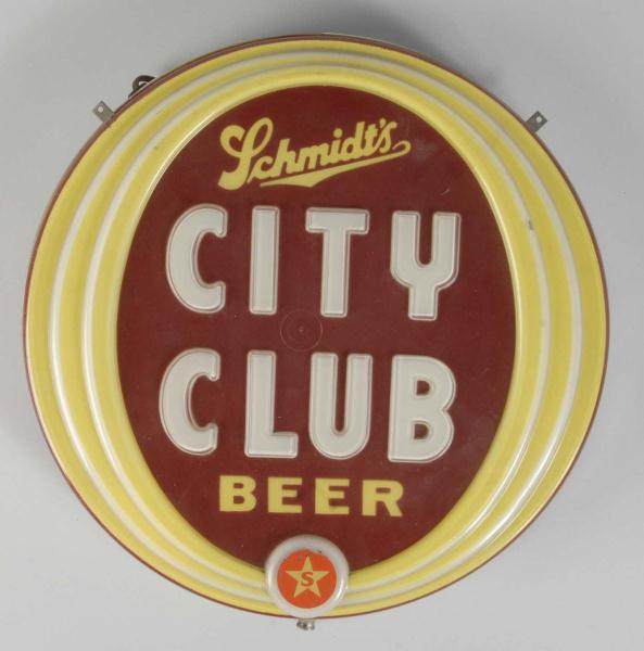 Schmidts City Club Beer Light-Up Sign.