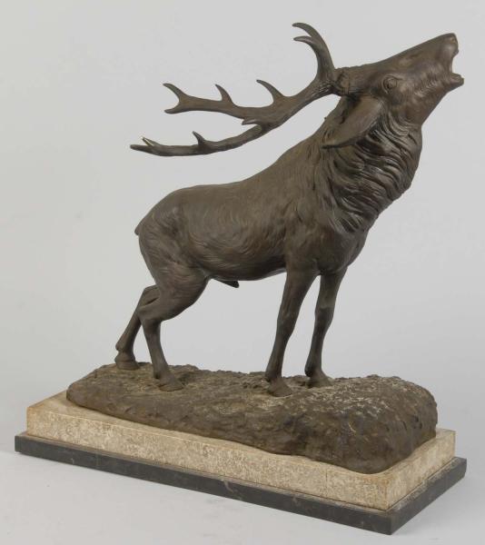 Bronze Elk Statue with Marble Base  113119