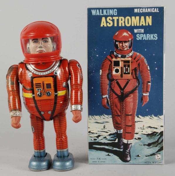 Tin Litho Walking Astroman Battery Op 11312f