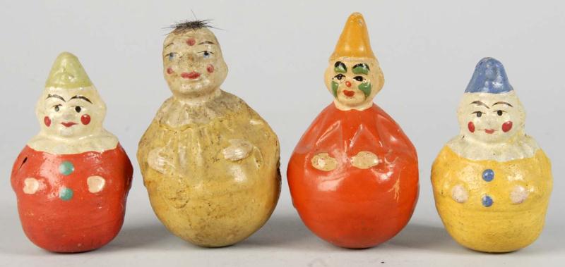 Lot of 4 Paper Mache Clown Roly 113156