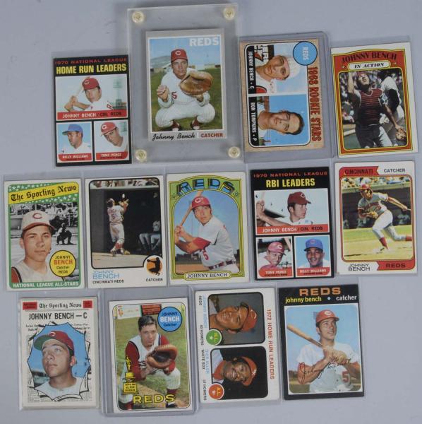 Lot of 13: Topps Johnny Bench Baseball