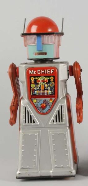 Tin Litho Chief Smoky Robot Battery Operated 1131b7