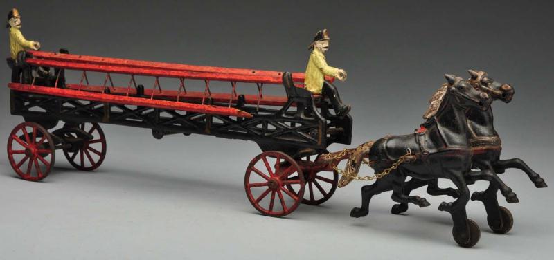 Cast Iron Kenton Ladder Truck Horse Drawn 1131af