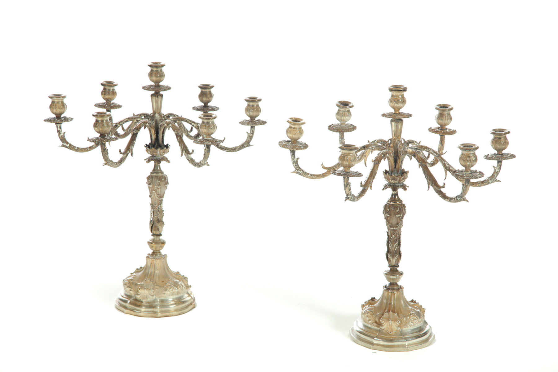 PAIR OF SILVER CANDELABRA.  Marked
