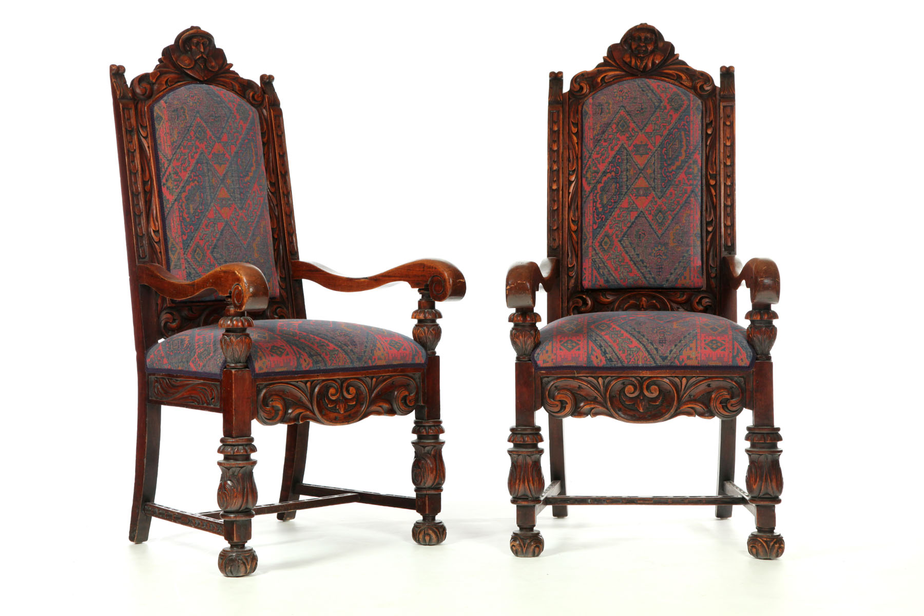 PAIR OF RENAISSANCE REVIVAL ARMCHAIRS  11364a